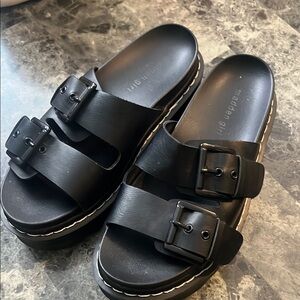 Madden Girl Black Buckle Slide Sandals